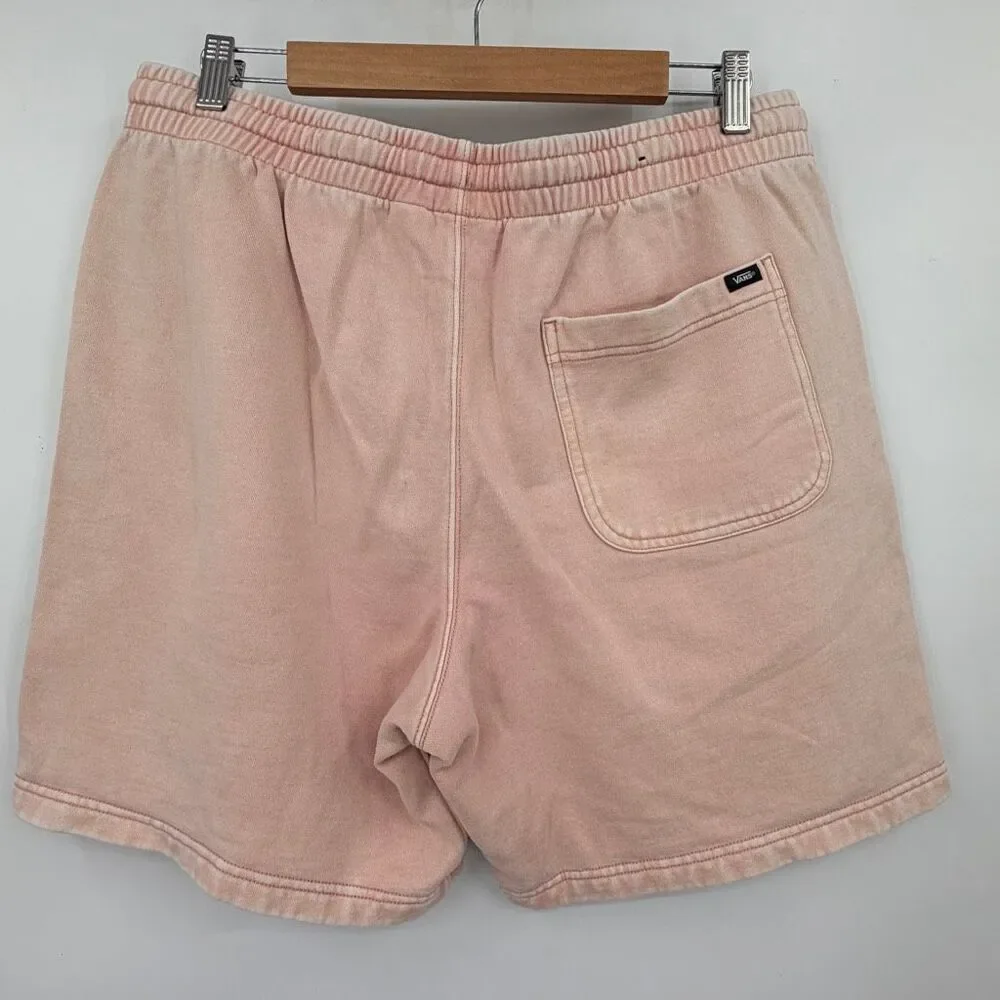 VANS Peach Mineral Wash Distressed Loose Fit Fleece Shorts Size Large